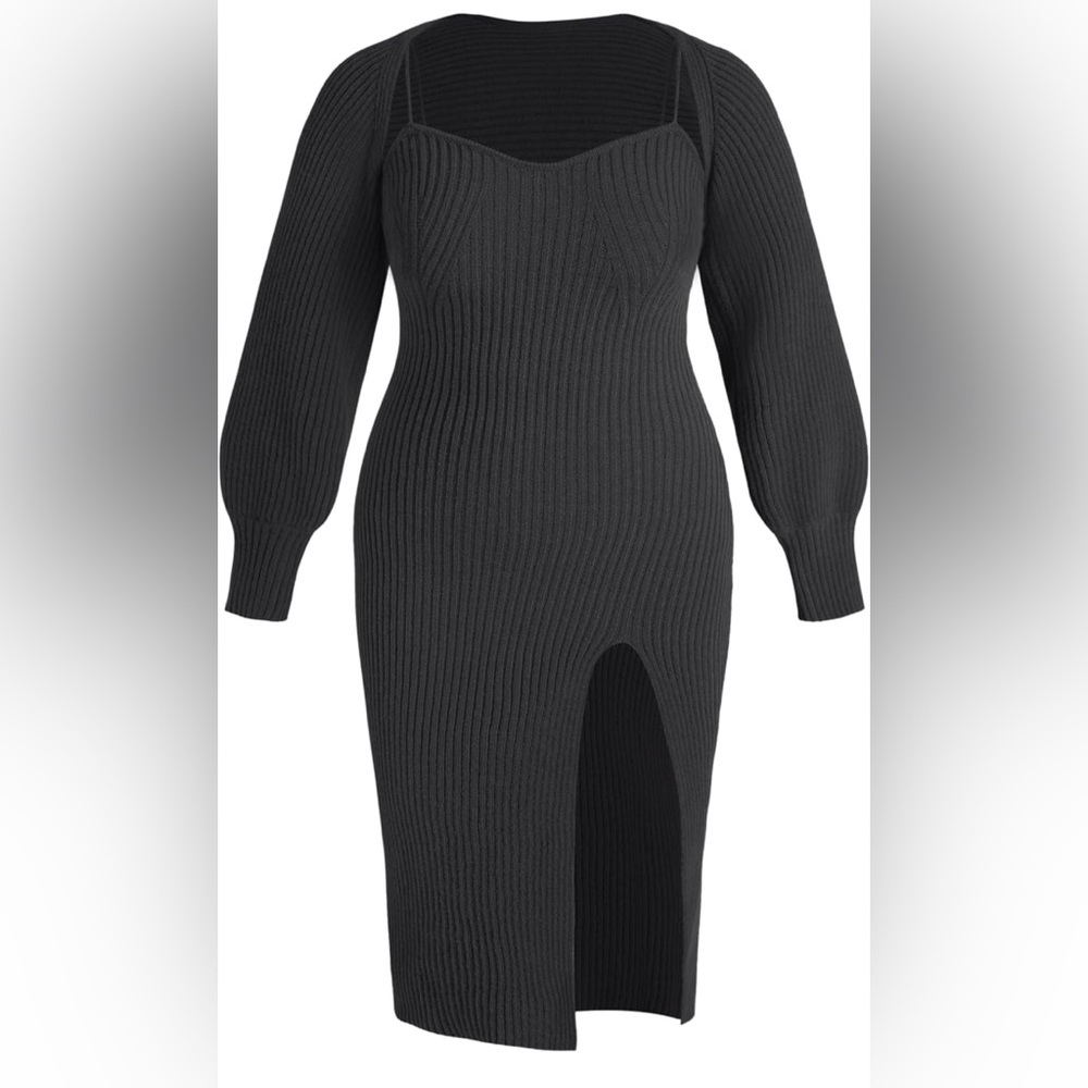 Ribbed 2-Piece Sweater Dress Set 🖤